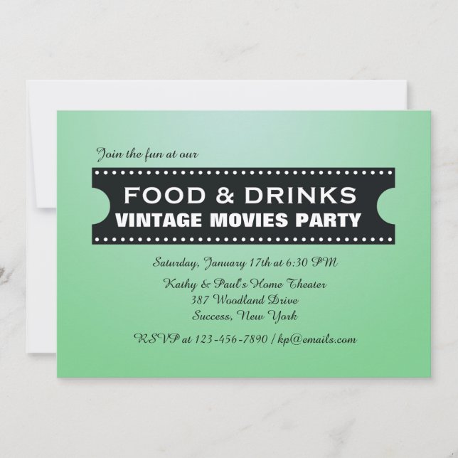 Food & Drinks Movie Strip Invitation (Front)