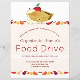 Food Drive Organization Name Leaves Pie Cartoon