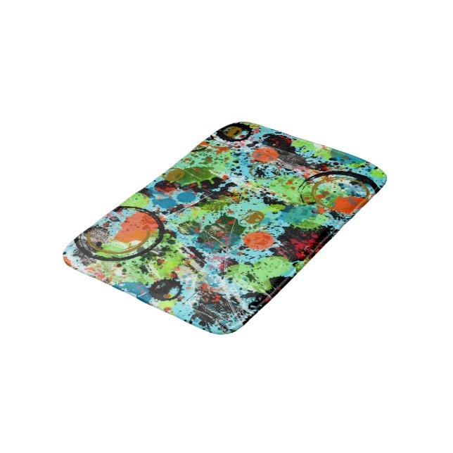 Food Fight Abstract Bath Mat (Angled)
