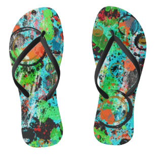 Food Fight Abstract Graffiti Flip Flops