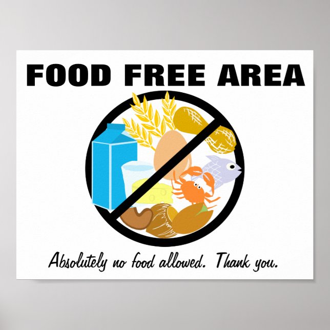 Food Free Area Allergy Friendly Zone Customizable Poster (Front)
