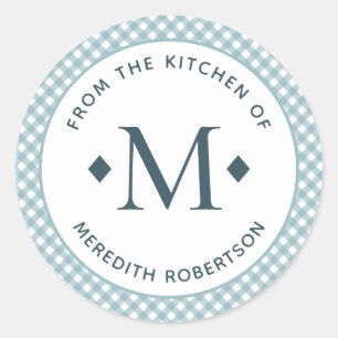 Food Gift From the Kitchen of Monogram Teal  Classic Round Sticker