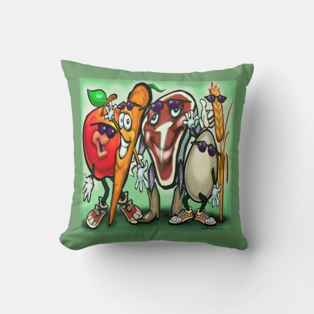 Food Groups Throw Pillow (Front)