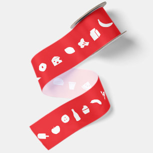 Food Icon Pattern   Editable Colour Satin Ribbon