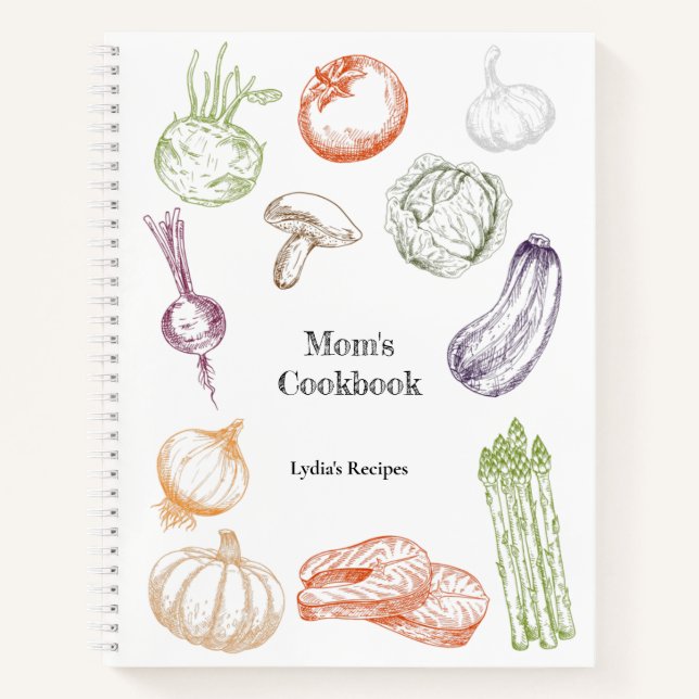 Food Illustration Personalized Mom's Recipe Book (Front)