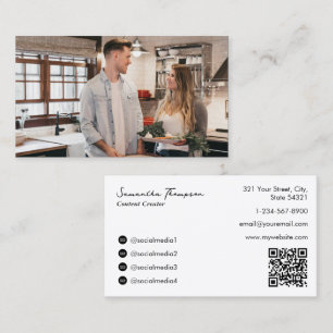 Food Influencer Blogger Content Creator Full Photo Business Card