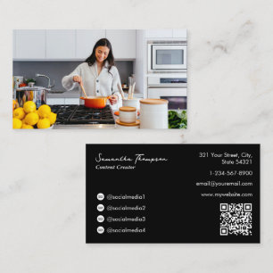 Food Influencer Content Creator Photo QR Code Business Card