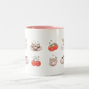 Food items displayed against white background Two-Tone coffee mug