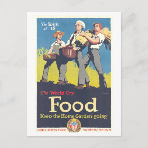"Food : Keep Home Garden Go" Carte postale WWI