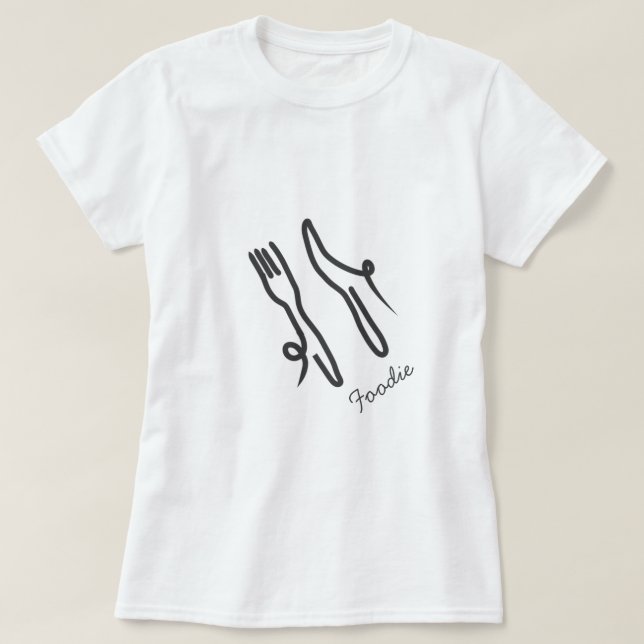 Food knife and fork modern grey and white T-Shirt (Design Front)