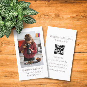 food & lifestyle photographer qr code photo chic business card