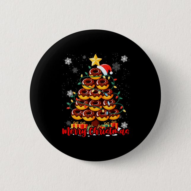 Food Lover Xmas Matching Santa Donuts Christmas Tr 2 Inch Round Button (Front)