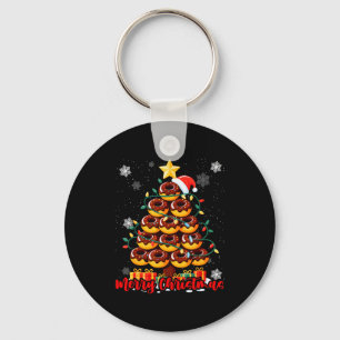 Food Lover Xmas Matching Santa Donuts Christmas Tr Keychain