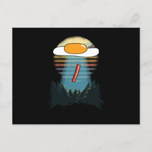 Food Lovers Foodies Alien Pun Gift Egg UFO Bacon A Postcard
