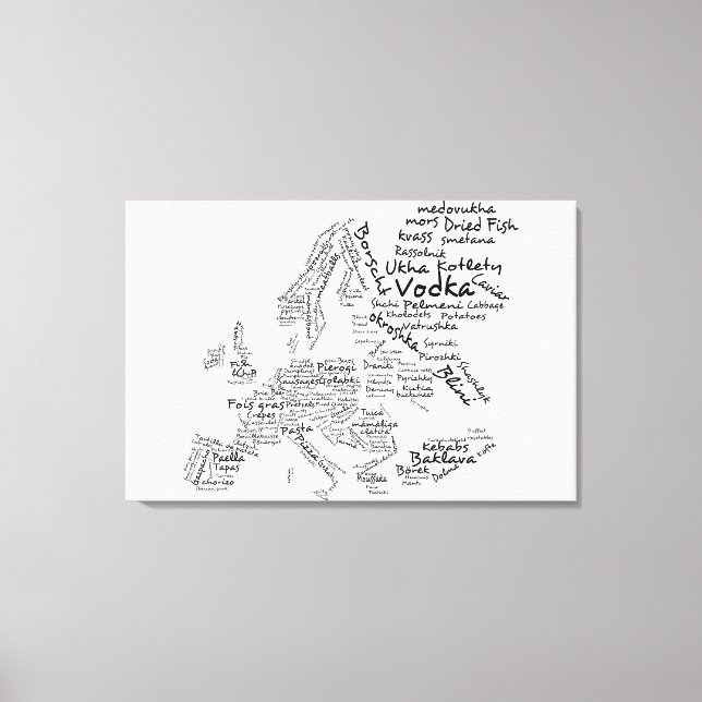 Food map of Europe - White Canvas Print (Front)