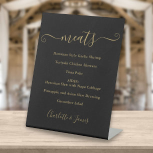 Food Menu Black And Gold Signature Script Pedestal Sign