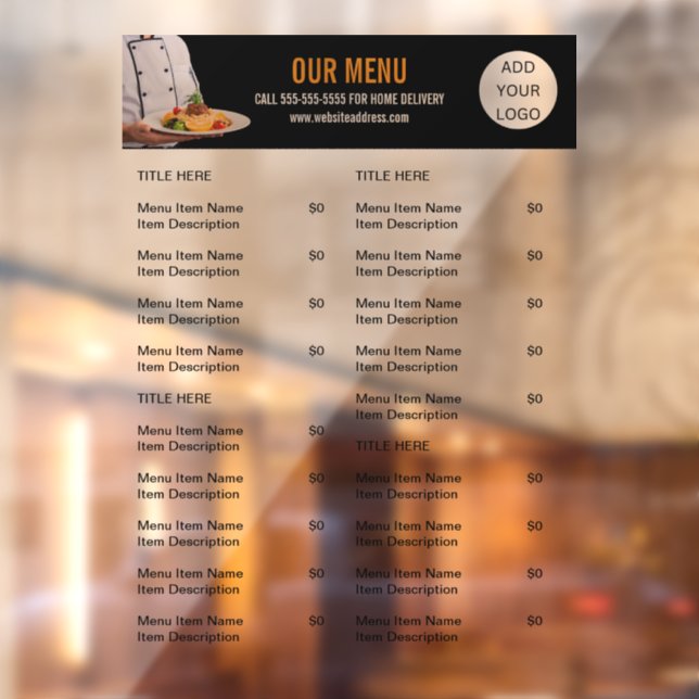 Food Menu Catering Restaurant Business  Window Cling (Sheet 2)