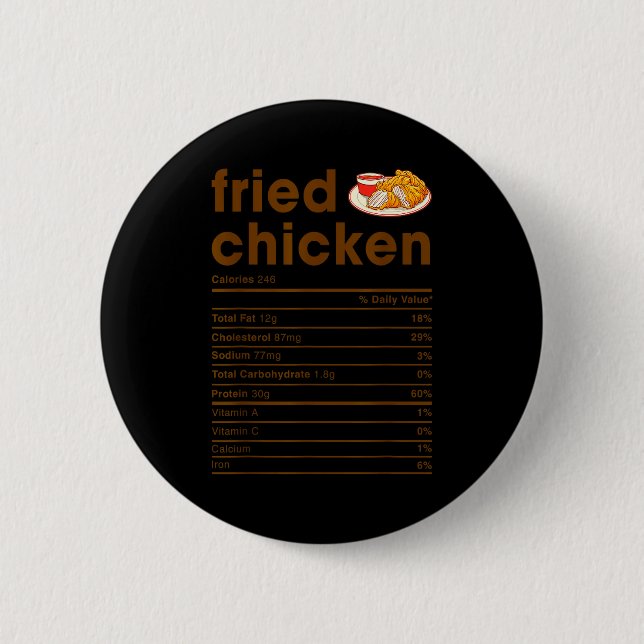 Food Nutrition Facts Shirts Co. Fried Chicken Nutr 2 Inch Round Button (Front)