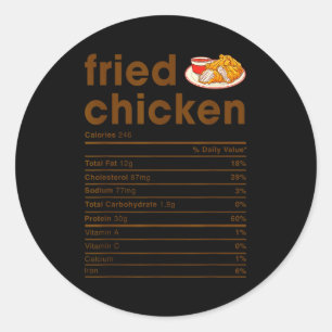 Food Nutrition Facts Shirts Co. Fried Chicken Nutr Classic Round Sticker