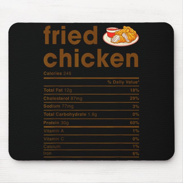 Food Nutrition Facts Shirts Co. Fried Chicken Nutr Mouse Pad (Front)