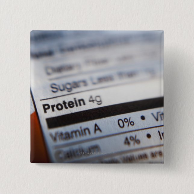 Food nutrition label 2 inch square button (Front)