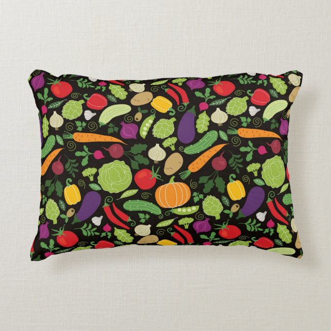 Food on a black background accent pillow (Front)