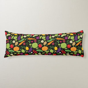 Food on a black background body pillow
