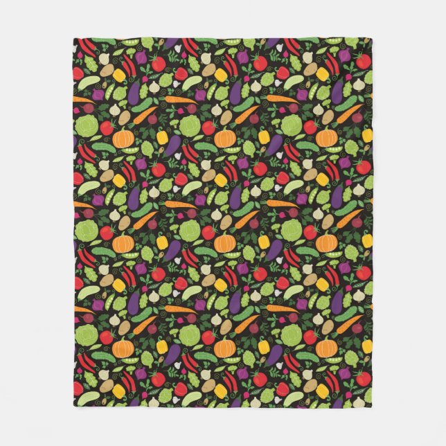 Food on a black background fleece blanket (Front)