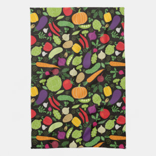 Food on a black background kitchen towel