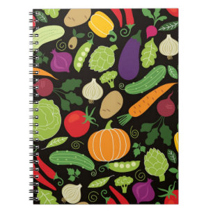 Food on a black background notebook