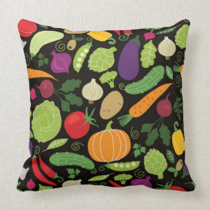 Food on a black background throw pillow