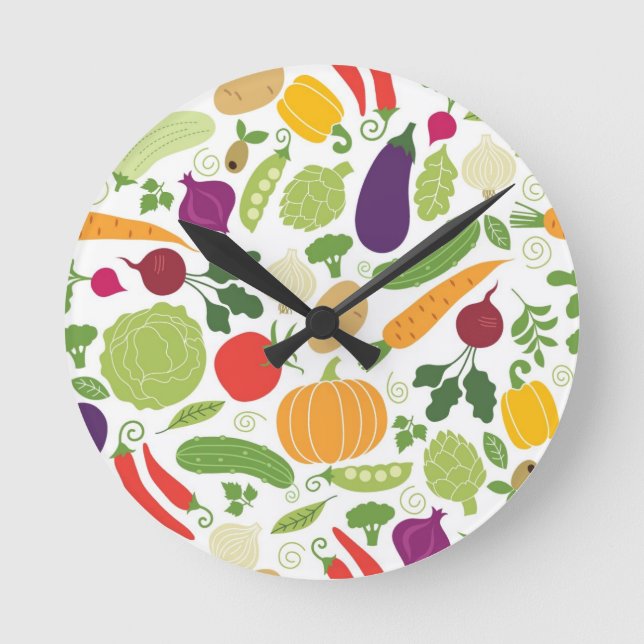 Food on a white background round clock (Front)