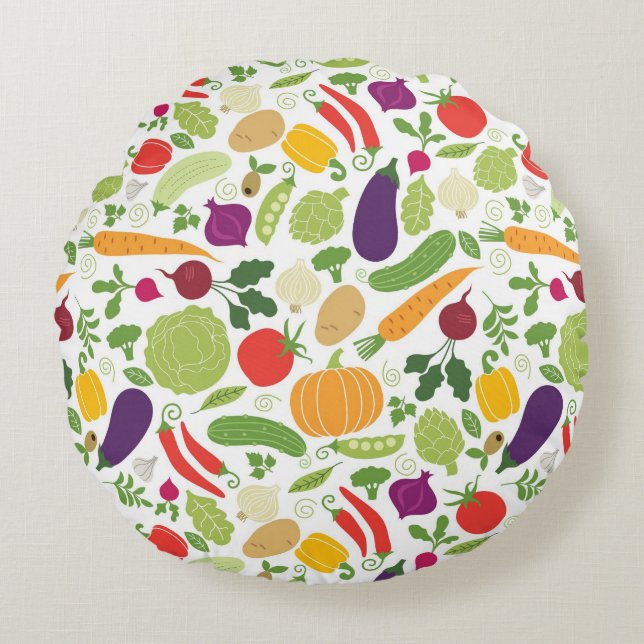 Food on a white background round pillow (Front)