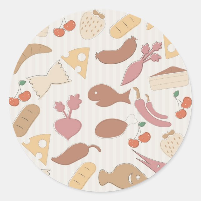Food Pattern 2 Classic Round Sticker (Front)