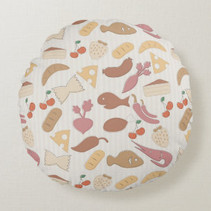 Food Pattern 2 Round Pillow
