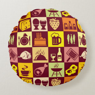 Food Pattern 2 Round Pillow