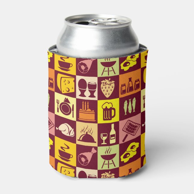 Food Pattern 3 Can Cooler (Can Front)