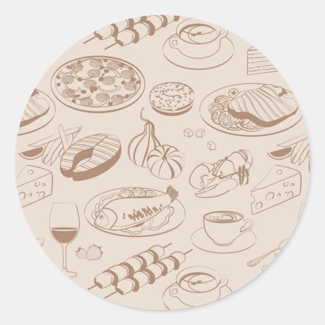 Food Pattern 3 Classic Round Sticker (Front)