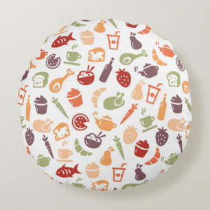 Food Pattern 3 Round Pillow