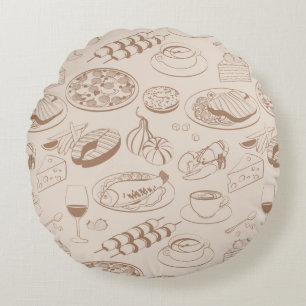 Food Pattern 3 Round Pillow