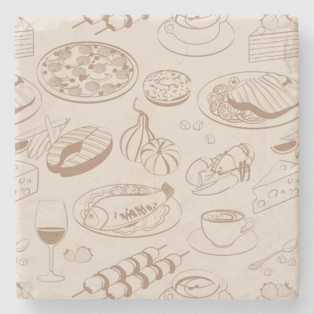 Food Pattern 3 Stone Coaster (Front)