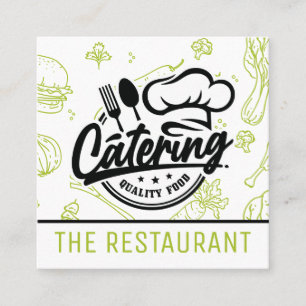 Food Pattern   Catering Logo Square Business Card