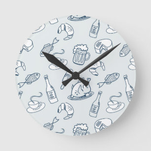 Food Pattern Round Clock