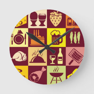 Food Pattern Round Clock