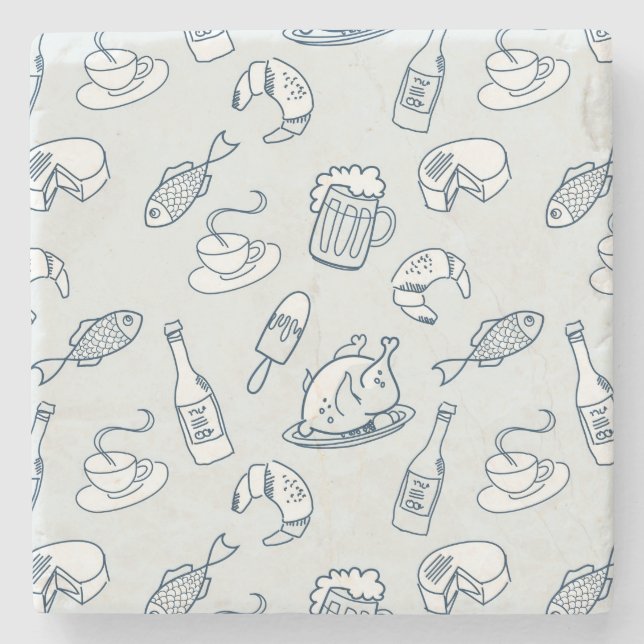 Food Pattern Stone Coaster (Front)