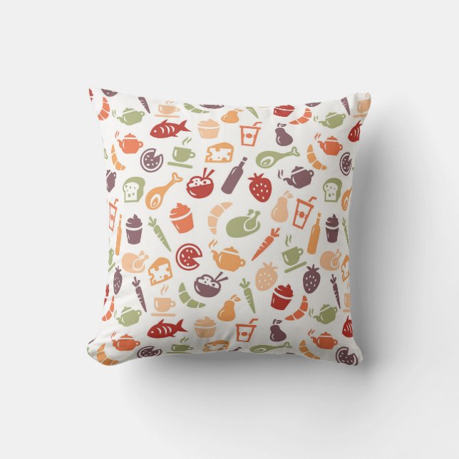 Food Pattern Throw Pillow (Front)