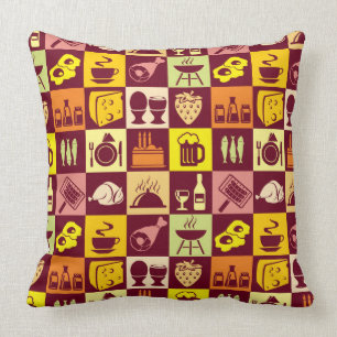 Food Pattern Throw Pillow