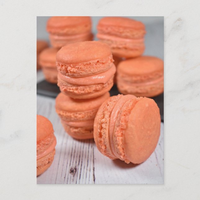 Food Photography French Pastry Peach Macarons Postcard (Front)