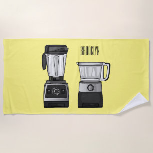 Food processor & blender cartoon illustration beach towel