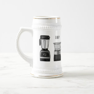 Food processor & blender cartoon illustration beer stein
